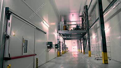 Storage. warehouse with special large refrigerating chambers for crop storage in agriculture. apple business. storage of