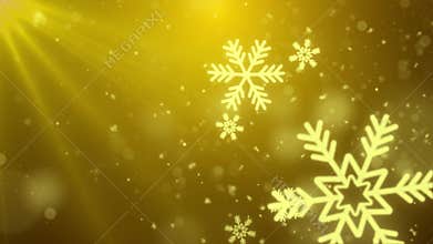 Particles Golden snow snowflake winter glitter bokeh abstract background loop Animation.