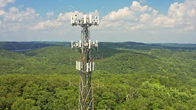 Aerial view of a generic telecommunications tower