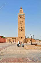 Koutoubia minaret made from golden bricks in centrum of medina