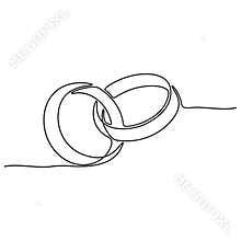 Continuous line drawing. Wedding rings.