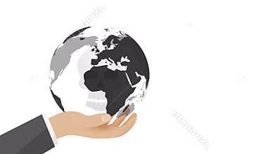 Dark planet earth in human hand with human skull danger concept