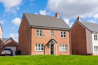 New build home in a housing estate development. UK