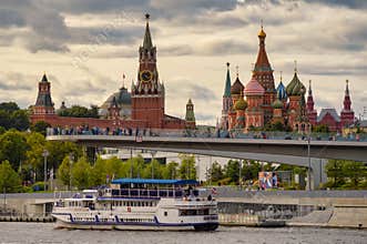 The panoramic view of Kremlin fron river Moscow.