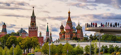 The panoramic view of Kremlin fron river Moscow.