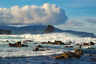 Wild ocean between Faial Islands and Pico, Azores