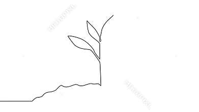 Single continuous line art growing sprout. Plant leaves seed grow soil seedling eco natural farm concept design one