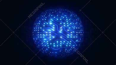 Abstract Sphere With Electronics Chipset Background Loop