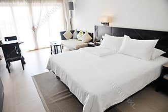 Resort hotel room with king size bed