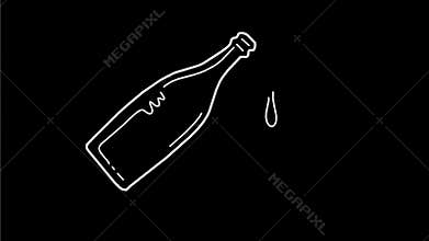 Wine bottle dripping monoline 2d animation