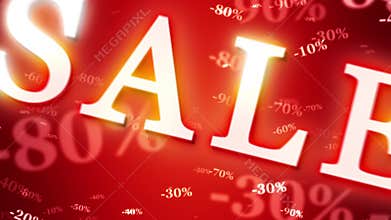 Greater autumn discounts dumping,%, percentages, purchase, sale. Shining and blinking golden numbers on a dark red artistic back