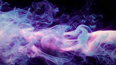 Purple pink color paint ink drops in water inky cloud swirling smoke alpha