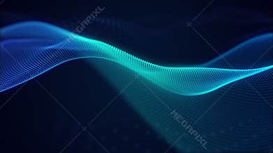 Beautiful abstract wave technology background with blue light digital corporate concept