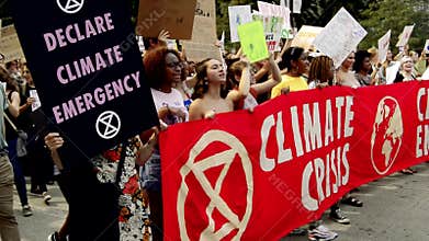 Global Climate Strike. Thousands of teens are marching downtown in Chicago