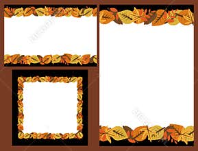 Set of autumn leaves frames