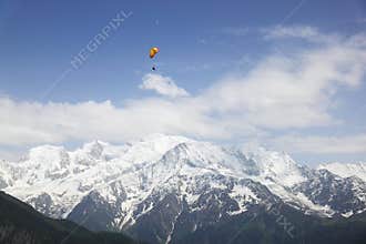 Paragliding over french Mont Blanc Massif
