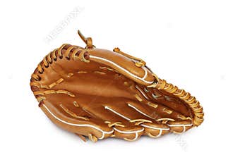 Empty baseball catcher mitt isolated