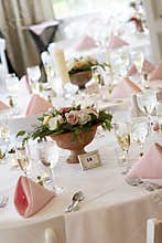 Wedding tables set for fine dining