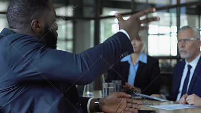 Angry boss throwing papers, scolding employees for missed deadline, bankruptcy