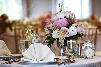 Wedding tables set for fine dining