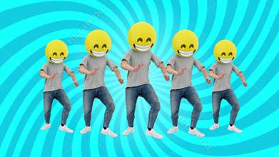Animated Team Human Funny and Lucky Dynamic Dancing in Comical Rhythm Beat Loop