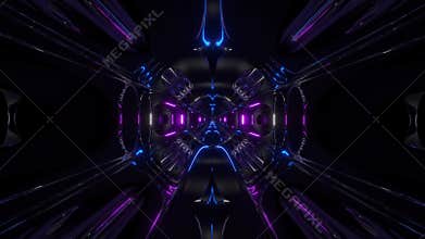 Futuristic alien ship sci-fi space tunnel 3d illustration background wallpaper motion background loop