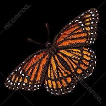 The Vector logo butterfly for tattoo or T-shirt design or outwear.  Cute print style butterfly background.