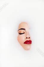 Beauty face in milk
