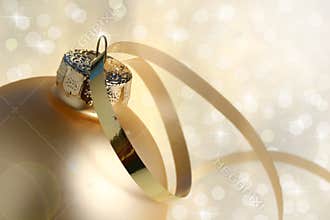 Gold Christmas Bauble and lights