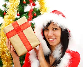 Christmas girl with gift