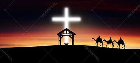 Three wise men go for the star of Bethlehem