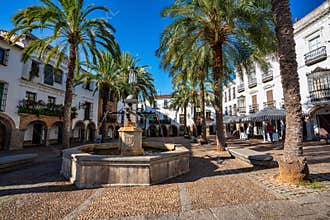 Zafra, Spain - Nov 06, 2019: Great Square, Plaza Grande in Zafra, Extremadura