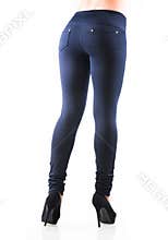 Womens legs in black leather leggings
