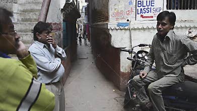 People at street passage in Varanasi
