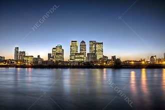 Canary Wharf twilight HDR
