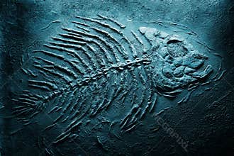 Piranha skeleton underwater