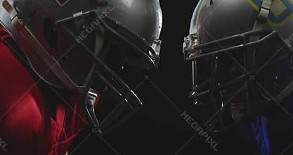 Two American football players head to head