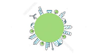 The city revolves around the empty circle, save the world concept , green environment concept, or travel around the world concept