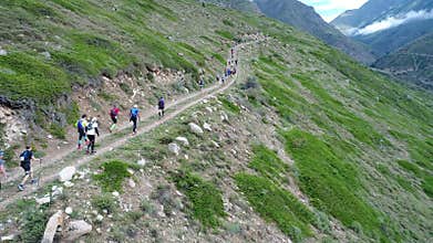 Mountain, landscape, nature, mountains, valley, green, grass, rock, summer, road, panorama, clouds, travel, hill, alps, view, back