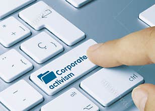 Corporate activism - Inscription on Blue Keyboard Key