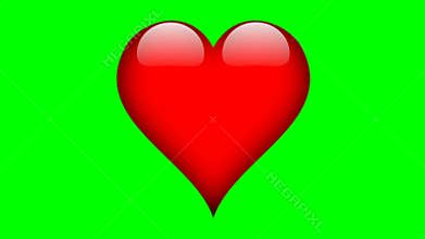 Red heart valentine day animation isolated green screen alpha channel