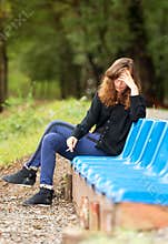 Depressed woman girl cigarett