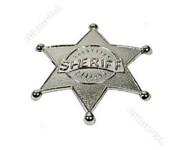 Silver sheriff badge with raised lettering