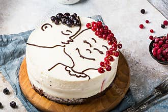 St. Valentine`s Day, Mother`s Day, Birthday Cake. festive dessert. Woman`s day cake. Cake for valentines day. Valentines