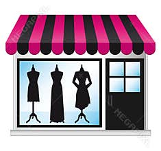 Beautiful fashion boutique frontdoor.