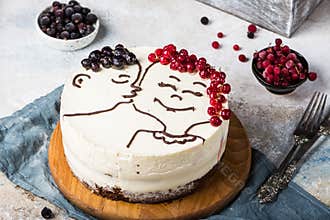 St. Valentine`s Day, Mother`s Day, Birthday Cake. festive dessert. Woman`s day cake. Cake for valentines day. Valentines
