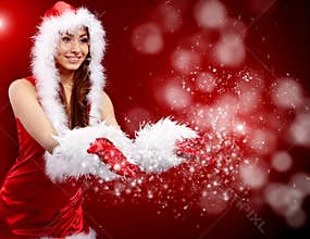 Christmas woman holding star