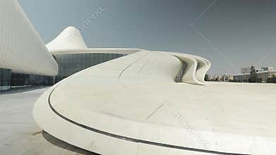 Baku, Azerbaijan - 2019: Heydar Aliyev Center. Futuristic and white and shiny.
