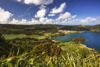 Lagoa das Sete Cidades, Seven Cities Lagoon, in Azores, Sao Miguel Islands