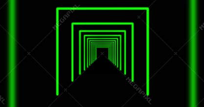 Glowing neon tunnel beams using rays of light in a pattern - 4k